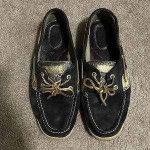 Black and gold Sperry Top-Sider size 10M